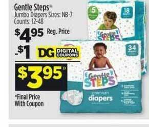 Dollar General Gentle Steps Jumbo Diapers offer