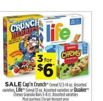 Dollar General Cap'n Crunch Cereal, Life Cereal Or Quaker Chewy Granola Bars offer