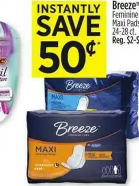 Dollar General Breeze Feminine Maxi Pads offer