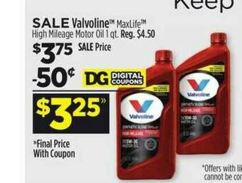 Dollar General Valvoline Maxlife High Mileage Motor Oil offer