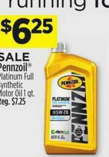 Dollar General Pennzoil Platinum Full Synthetic Motor Oil offer