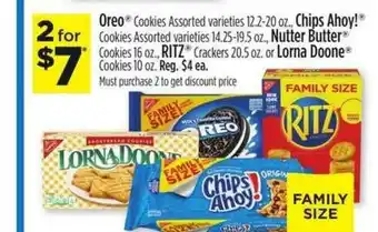 Dollar General Oreo Cookies, Chips Ahoy! Cookies, Nutter Butter Cookies Or Ritz Crackers Or Lorna Doone Cookies offer