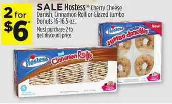 Dollar General Hostess Cherry Cheese Danish, Cinnamon Roll Or Glazed Jumbo Donuts offer