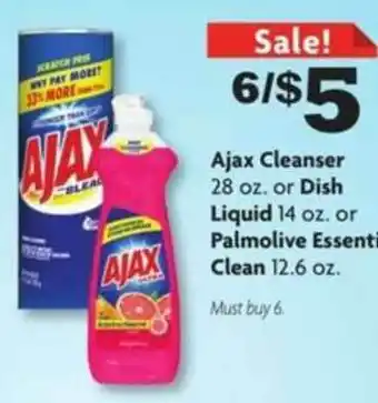 Family Dollar Ajax Cleanser Or Dish Liquid Or Palmolive Essential Clean offer