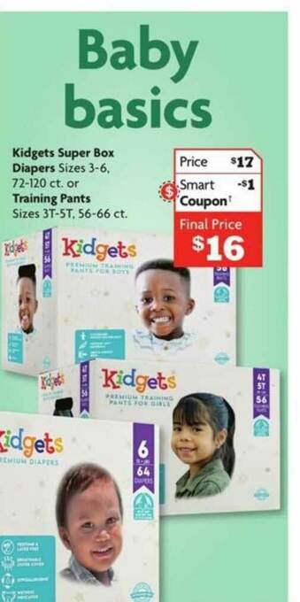 Family Dollar Kidgets Super Box Diapers Or Training Pants offer