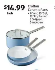 Aldi Crofton Ceramic Pans .8" and 10" Set, 12" Fry Pan or 2.5-Quart Saucepan offer
