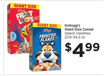 Food 4 Less Kellogg's Giant Size Cereal Select Varieties, 22.6-34.2 oz offer
