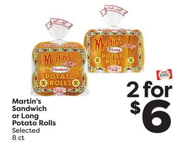 Weis Markets Martin's sandwich or long potato rolls offer