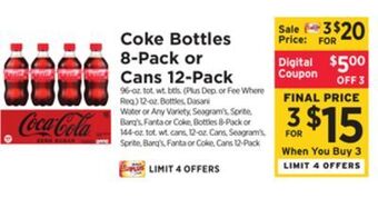 ShopRite Bottles 8-pack or cans 12-pack offer