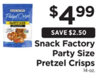 ShopRite Party size pretzel crisps offer