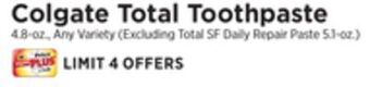 ShopRite Total toothpaste offer