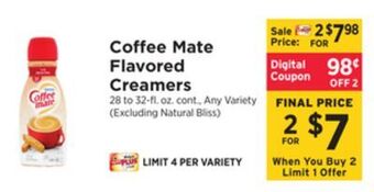 ShopRite Coffee mate flavored creamers offer