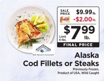 ShopRite Alaska cod fillets or steaks offer