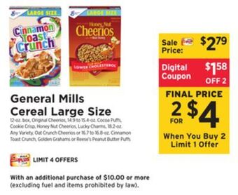 ShopRite Cereal large size offer