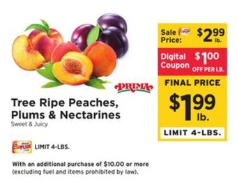 ShopRite Tree ripe peaches, plums & nectarines offer