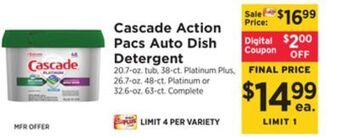 ShopRite Action pacs auto dish detergent offer