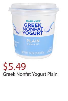 Trader Joe's Greek nonfat yogurt plain offer