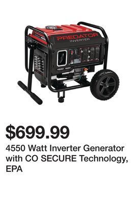Harbor Freight Tools 4550 watt inverter generator with co secure technology, epa offer