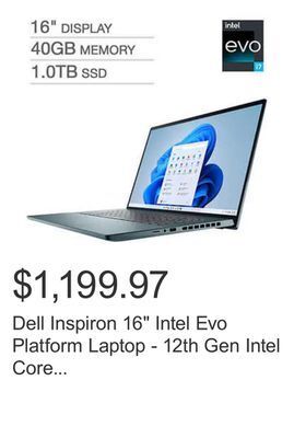 Costco Dell inspiron 16 intel evo platform laptop - 12th gen intel core i7-12700h - 3k 3072 x 1920 display - windows 11 offer