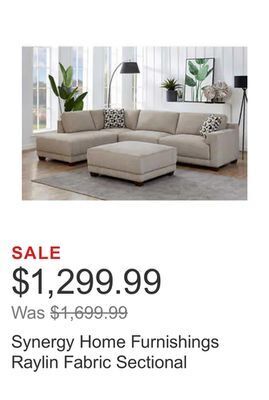 Costco Synergy home furnishings raylin fabric sectional offer