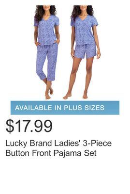 Costco Lucky brand ladies' 3-piece button front pajama set offer