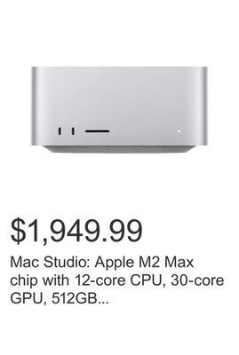 Costco Mac studio: apple m2 max chip with 12‑core cpu, 30‑core gpu, 512gb ssd (2023) offer