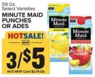 Food Lion MINUTE MAID PUNCHES OR ADES 59 oz offer