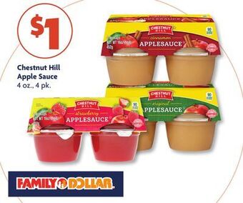 Family Dollar Chestnut hill apple sauce offer