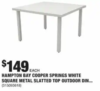 The Home Depot Hampton Bay Cooper Springs Whte Square Metal Slatted Top Outdoor offer