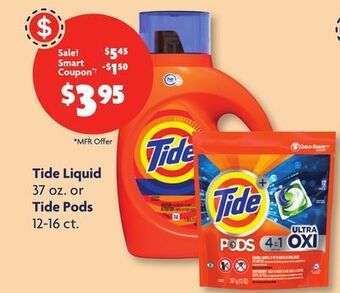 Family Dollar Tide liquid 37 oz. or tide pods 12-16 ct. offer