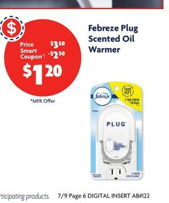 Family Dollar Febreze plug scented oil warmer offer