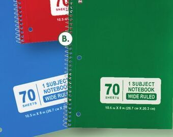 Family Dollar 1-subject spiral notebook offer