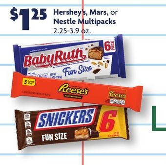 Family Dollar Hershey's, mars, or nestle multipacks offer