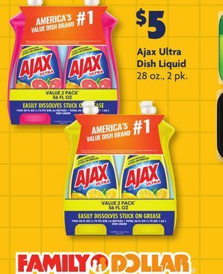 Family Dollar Ajax ultra dish liquid offer