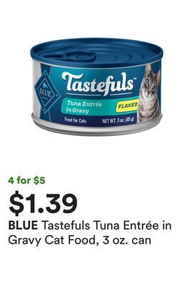 Petco Tastefuls tuna entrée in gravy cat food, 3 oz. can offer