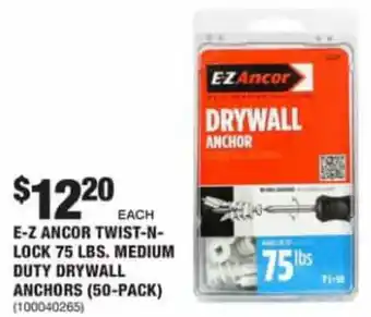 The Home Depot E-Z Ancor Twist-N-Lock 75 Lbs. Medium Duty Drywall Anchors offer