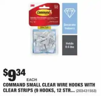 The Home Depot Command Small Clear Wire Hooks With Clear Strips offer