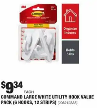 The Home Depot Command Large White Utility Hook Value Pack offer