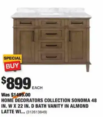 The Home Depot Home Decorators Collection Sonoma 48 In. W X 22 In. D Bath Vanity In Almond Latte offer