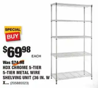The Home Depot HDX Chrome 5-Tier 5-Tier Metal Wire Shelving Unit offer