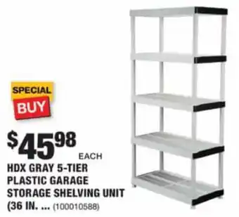 The Home Depot HDX Gray 5-Tier Plastic Garage Storage Shelving Unit offer