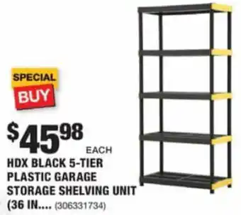 The Home Depot HDX Black 5-Tier Plastic Garage Storage Shelving Unit offer