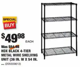 The Home Depot HDX Black 4-Tier Metal Wire Shelving Unit offer