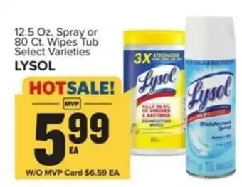 Food Lion 12.5 Oz. Spray or 80 Ct. Wipes Tub Select Varieties LYSOL offer