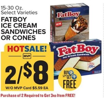 Food Lion 15-30 Oz. Select Varieties FATBOY ICE CREAM SANDWICHES OR CONES offer