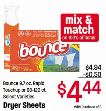 Ridleys Family Markets Bounce Dryer Sheets 9.7 oz offer