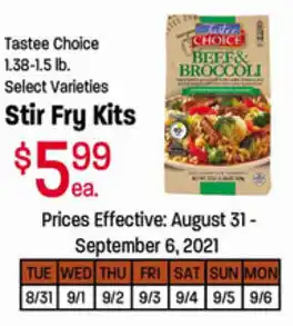 Ridleys Family Markets Tastee Choice Stir Fry Kits offer