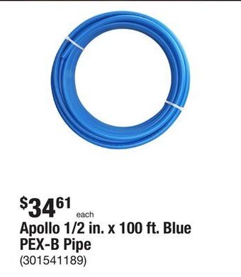 The Home Depot Apollo 1/2 in. x 100 ft. blue pex-b pipe offer