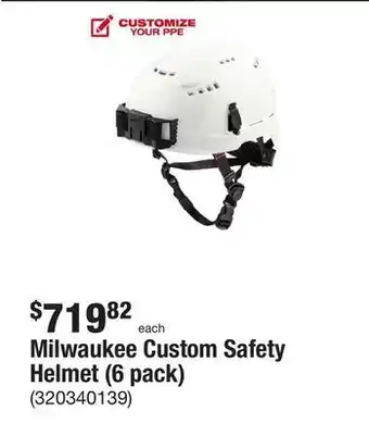 The Home Depot Milwaukee custom safety helmet (6 pack) offer