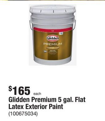 The Home Depot Glidden premium 5 gal. flat latex exterior paint offer